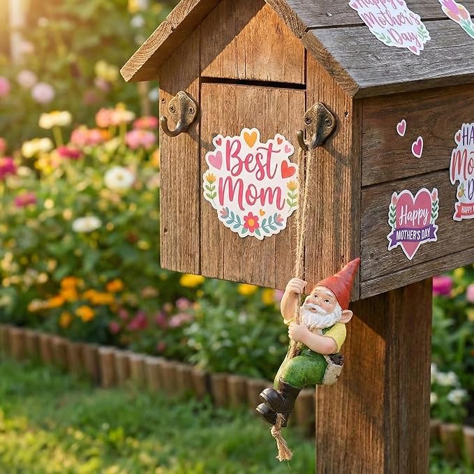 TERESA'S COLLECTIONS Garden Outdoor Decor,Hanging Gnomes Garden Decor,Climbing Gnomes Statue，Waterproof Resin Garden Statue, Garden Gift, Indoor/Outdoor,5.9"