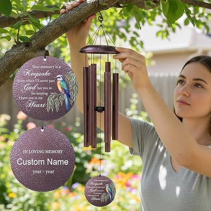Personalized 30/36/45 inch Deep Tone Wind Chimes Memorial for Loss of Loved One, Mom, Dad, Sympathy Gifts for Loss Lover Remembrance Bereavement Funeral