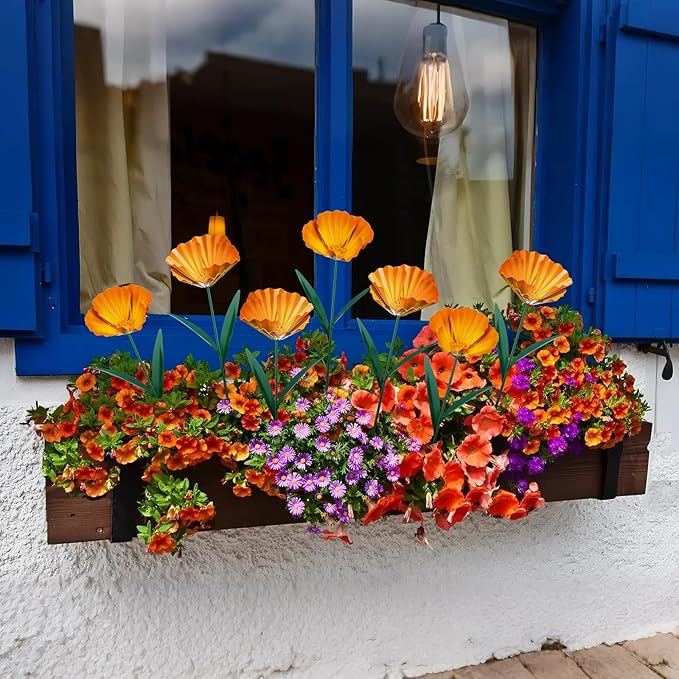 MorningRo 5 Pack Metal Flowers Garden Stake Decor for Outside 25. 2 Inch Metal Flowers Stakes Garden Decorations for Outdoor Yard Patio Lawn Porch Pathway