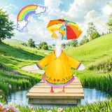 Raincoat Porch Goose Outfits, 23" Goose Statue Raincoat Costume Spring Porch Goose Outfits, Durable Summer Lawn Goose Clothes with Hat Umbrella, Outdoor Yard Patio Garden Holiday Decor
