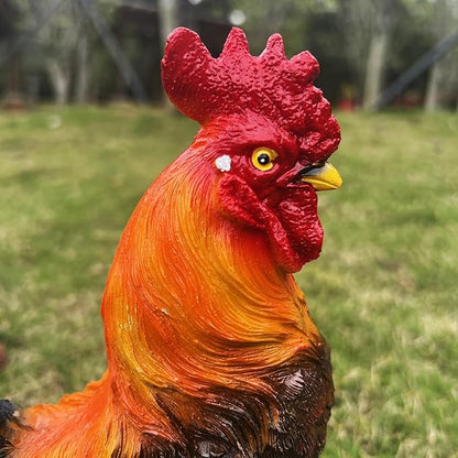 Rooster Garden Statue Decorations, Outdoor Sculpture Chicken Farm Animals Decoration, Chicken Gift Home Decor for Backyard Patio & Lawn Ornaments (Rooster)
