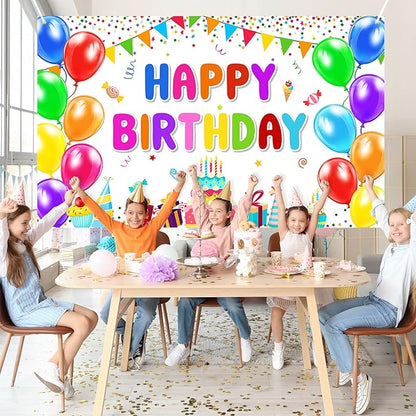 Happy Birthday Banner Backdrop Decorations Flag Outdoor 71x44 Inch,Colorful Rainbow Birthday Bunting for Boys Girls Indoor Home Party Supplies,Yard Sign Photography Background