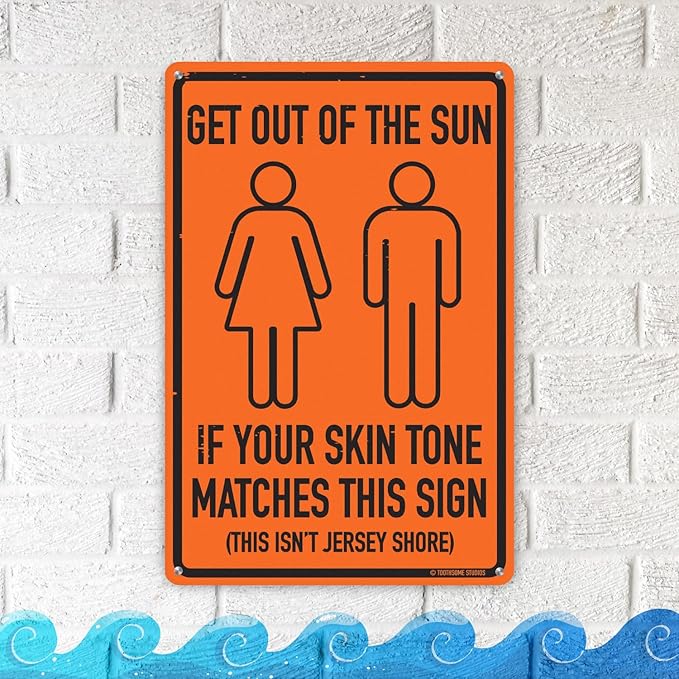 Get Out Of The Sun 12" x 8" Funny Tin Sign Beach Home Pool Tiki Bar Decor