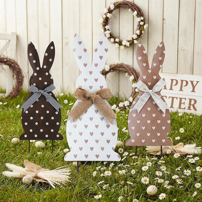 Frienda 3 Pack Metal Easter Bunny Yard Signs Outdoor Decoration 14inch Easter Decorative Garden Stakes Rustic Farmhouse Holiday Decor for Spring Home Pathway Walkway Front Yard Lawn Party Supplies