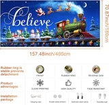 IVN Christmas Garage Door Cover Decoration 13x6ft Night Sky Train Sleigh and Stars Merry Christmas Garage Door Banner Home Door Front Yard Decor for Xmas Eve Holiday Outdoor
