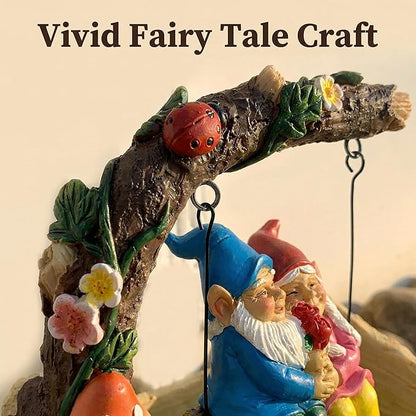 Gnome On The Swing Gutter Downspout Extension Decoration,Rain Downspout Diverter Garden Statue,Decorative Gutter Extension,Downspout Splash Block,Animal Resin Statue Outdoor Décor