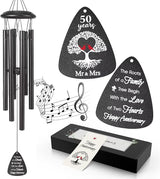 50th Anniversary Wind Chimes Gifts for Men Women,Romantic 50 Year Anniversary for Couples, Wife, Husband, Parents, Friends, 50th Wedding Gifts Idea of Happy Anniversaries Decorations,Black