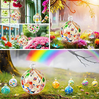 EUSTUMA Hand Blown Glass Witch Ball,Glass Ornament Hanging Garden Gazing Ball Indoor Outdoor Home Décor. (1)