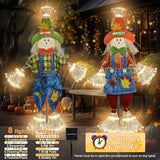Fall Decorations Outdoor Scarecrow with Firework Lamp, Solar Powered Autumn Harvest Thanksgiving Halloween Decor for Yard,Garden,Porch, Farmhouse - 39 Inch