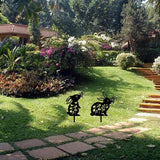 CREATCABIN 2Pcs Rabbit Metal Decor for Outside Black Rabbit Stake Rabbit Garden Decor Art Bunny Silhouette Statues Garden Decorative Ground Insert Lawn Ornaments for Outside Outdoor 9/12.4x11.8Inch