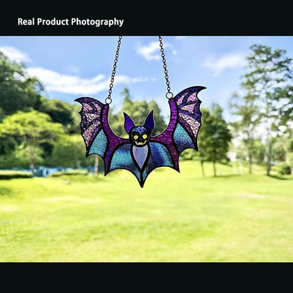 Bat Stained Glass Window Hangings, Halloween Bat Suncatcher Home Decor, Gothic Bat Lovers Gifts.