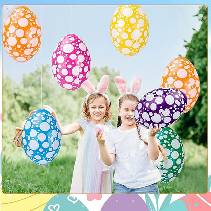 6 Pack 16 Inch Inflatable Easter Eggs Easter Blow up Egg Decor Hanging Inflatable Eggs Ornaments for Indoor Outdoor Party Yard, 6 Colors