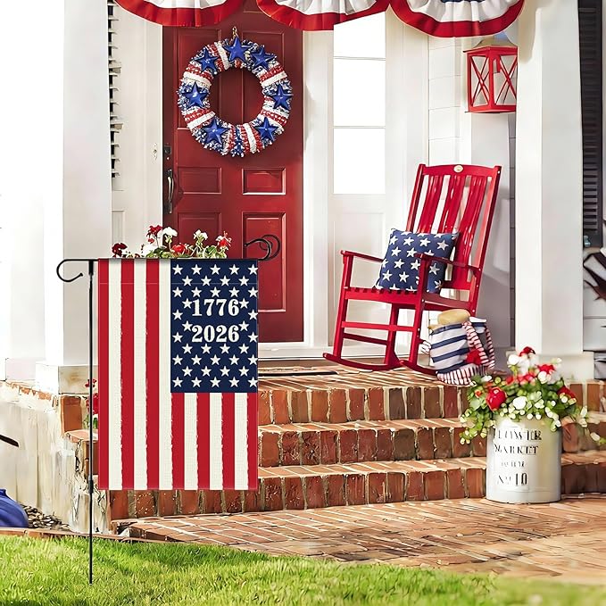 250 Years America Anniversary Garden Flag, Double-sided 1776-2026 USA Flag Patriotic 4th of July Yard Sign for Outdoor Independence Day Decoration