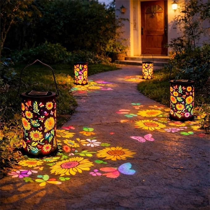 Decorative Solar Mandala Lights, Metal Solar Powered Outdoor Deck Step Wall Lights, Waterproof Solar Mandala Fence Lights Outdoor, for Garden Post Patio Backyard Yard Decor (A)