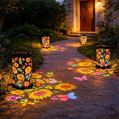Decorative Solar Mandala Lights, Metal Solar Powered Outdoor Deck Step Wall Lights, Waterproof Solar Mandala Fence Lights Outdoor, for Garden Post Patio Backyard Yard Decor (A)
