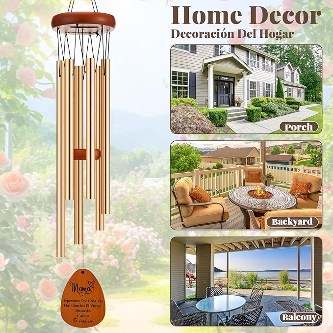 Yookeer Spanish Moms Wind Chimes Best Gift Mother Birthday Gift from Daughter Son Love Reminder Gifts for Mama Birthday Mother's Day