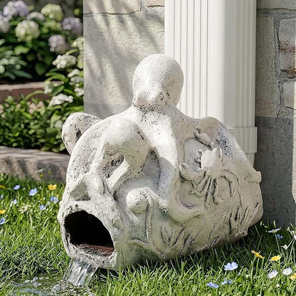 Real Octopus Gutter Downspout Extender Statue, Garden Ornament, Fish Decorative Gutter Extension Downspout, Perfect Rain Diverter for 3"x4" Downspouts, Eco-Friendly Resin, Outdoor Decor Gift