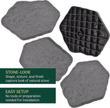 Arcadia Garden Products Set of 4, 16x17” Dark Gray Stepping Stone Fiberclay Pavers, Outdoor Garden Natural Repeatable Pattern Pathway, Faux Stone Decorative Landscaping Walkway