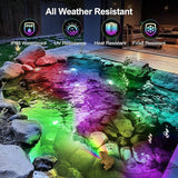 Pond Light with APP, 6W Frog Fountain Light led Underwater with 12V Transformer, IP68 Waterproof Underwater Pond Lights with Long Cable for Ponds Waterfall Fountain Water Feature, 4 SpotLights