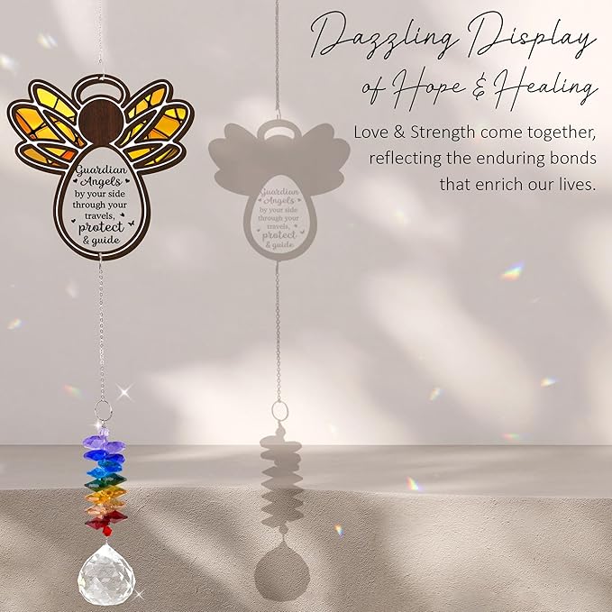 2 Layered Ornament Suncatcher - Guardian Angel Ornament - Unique Keepsake - Sympathy Presents - Rainbow Remembrance - Mother's Day Father's Day Birthday Gifts for Women, Men