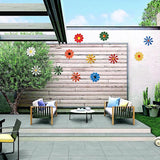 Metal Flowers Garden Decorations Set,12 Pcs Metal Flowers Statues Wall Art Decor,Metal Sunflower Daisy Hanging Ornament For Indoor Living Room Bedroom Outdoor Backyard Porch Patio Fence Decoration