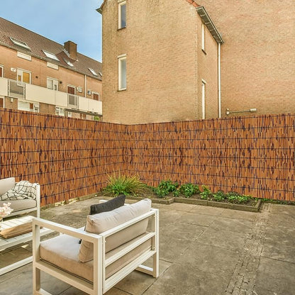 KOIUEYW Bamboo Reed Fencing, Light Russet Bamboo Fence Rolls 4 Feet High, Decorative Reed Screen Privacy Curtains for Patio Balcony Garden Backyard Outdoor, 4 x 16 FT (2 Pcs)