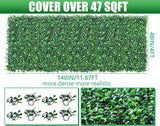 Grooy 48"x 144"(47 sq.ft) Artificial Boxwood Roll Panels with Flowers, UV-Anti Faux Ivy Leaves Privacy Fence Screen, Grass Wall Roll Panels for Indoor Home Decor and Outdoor Garden Backyard