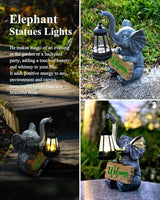 KVR Solar Elephant Garden Lights, Outdoor Welcome Statue Decor for Patio Yard, Birthday Gift for Women Mom Grandma (2026 New Gift Ready) (Green)