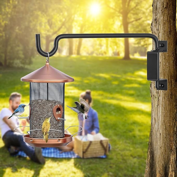 AILIN YELOKIE 15" 360° Swivel Plant Hanger - Heavy Duty Solid Steel Wall Hook, 12-Directional Adjustable for Bird Feeders, Outdoor/Indoor Plants, Garden & Patio (2-Pack)