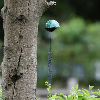 Japanese Wind Chime Cast-Iron Outdoor Ornament for Garden, Patio & Balcony, Hanging Metal Wind-Bell Decoration Gift, Blessing Pendant Windchimes & PVC Wind-Catcher, Hydrangea