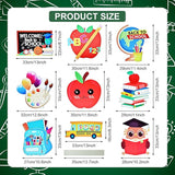 10-Piece Set Back to School Yard Signs with Stakes, Assorted Apple, Owl, and School Bus Designs for Outdoor Garden and Lawn Decoration, 11.7 x 11.8 Inches Plastic Signs for Welcome School Party Favor