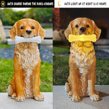 COWOS Solar Dog Statue with Glowing Bone, Golden Retriever Dog Statues for Outdoor Garden Decor, Weatherproof Dog Figurines and Pet Memorial Gift