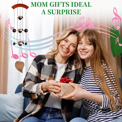 26'' Bell Wind Chimes for Outside Clearance, Temple Windchimes Outdoors w/3 Copper Bells, Memorial Wind Chime Gifts for Mom Grandma Neighbors, Feng Shui Wind Bell for Home Garden Patio Porch Zen Decor