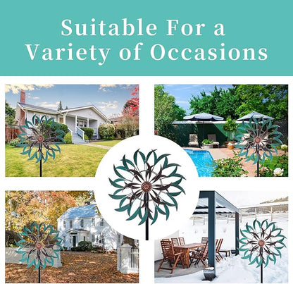 Stargarden Metal Wind Spinner,Two-Way Wind Sculptures,360 Degrees Kinetic Wind Spinners for Yard and Garden
