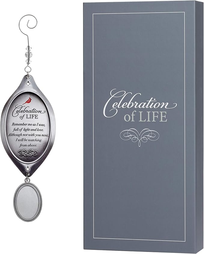 Celebration of Life Sympathy Gift - Cardinal/Bereavement Gift with Photo Charm Ornament