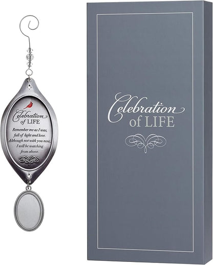 Celebration of Life Sympathy Gift - Cardinal/Bereavement Gift with Photo Charm Ornament