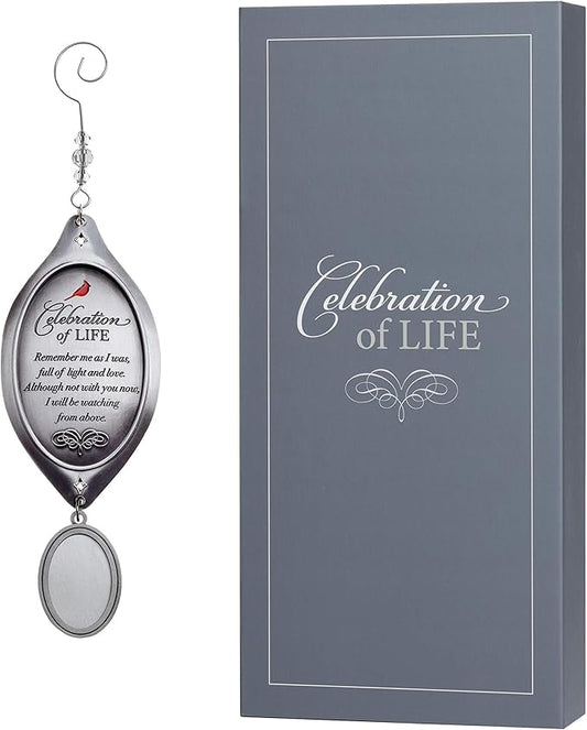 Celebration of Life Sympathy Gift - Cardinal/Bereavement Gift with Photo Charm Ornament