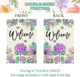 Baccessor Spring Hydrangea Garden Flag Double Sided 12x18 Inch, Summer Purple Flower Floral Welcome Small Yard Flag Burlap Seasonal Farmhouse Yard Outdoor Decoration