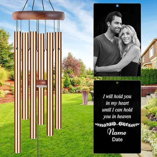 Personalized Wind Chimes Memorial Engraved Gift,Custom Sympathy Wind Chime for Loss of Loved One,Customized Mother Father Dog Pet Family Remembrance Bereavement Gifts