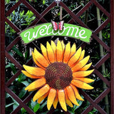 Outdoor Statue Garden Sculpture Garden Statue Outdoor Metal Sunflower Sunflower Welcome Sign Garden Decoration for Outdoor Patio