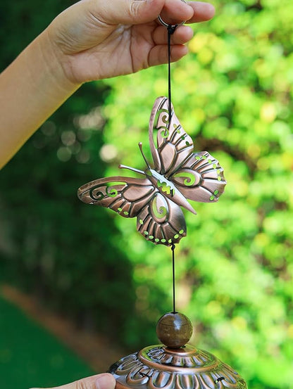 IYARA CRAFT Butterfly Wind Chime, Copper Wind Chime, Lucky Butterfly Decor Gift, Garden Decor, Yard Décor Outside, Butterfly Gifts