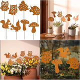 Iron Animal Decorative Garden Stake Set Rusted Yard Ornaments for Indoor/Outdoor Backyard Decor Iron Garden Sculptures Outdoor