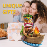 Solar Tiki Outdoor Statues: Funny Tiki Bar Decor with Solar Light Outside Decoration for Lawn Yard Patio Garden Gifts for Housewarming (Boating)