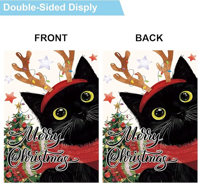 Seasonal Garden Flags Set of 11 Double Sided 12 x 18 Inch Cute Black Cat Yard Flags, Small Flags for Outside, Spring 4th of July Easter Outdoor Flags, Holiday Garden Flags for All Seasons