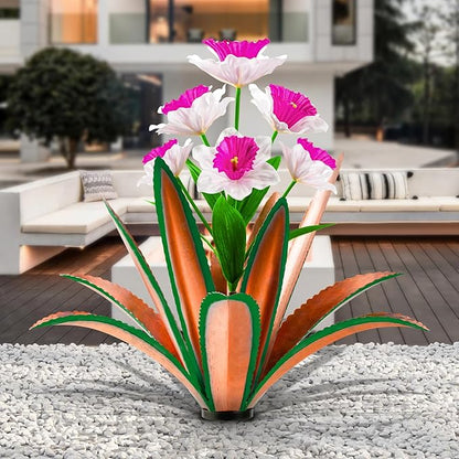 TOMBABY Huge Metal Agave Plants Outdoor Decoration Outdoor Garden Decorated with Flowers Mexican Yard Art Plant Garden Gift (red 1 Pack)