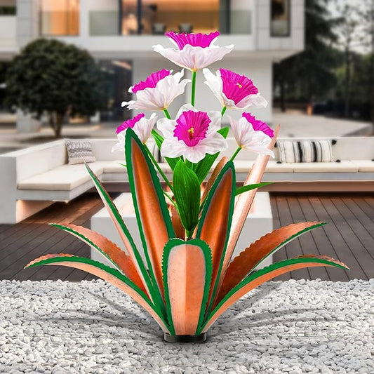 TOMBABY Huge Metal Agave Plants Outdoor Decoration Outdoor Garden Decorated with Flowers Mexican Yard Art Plant Garden Gift (red 1 Pack)