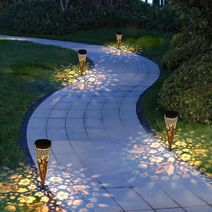 Hummingbird 2 Pack Solar Pathway Lights Metal Yard Garden Light Street Outdoor Landscape Lights Solar Powered Patio Walkway Path Sidewalk Outside Waterproof Lawn Decor Gift Mother Grandmom
