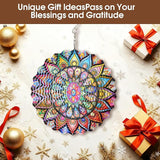 Yu Sen Kai Stainless Steel Wind Spinner, 9.84 Inch 3D Kinetic Hanging Sculpture, Multi Color Mandala Garden Art, Indoor Outdoor Decorative Ornament for Yard Patio Lawn