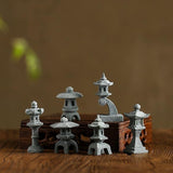 Miniature Japanese Lantern Pagoda Figurines Asian Decor Fish Tank Aquarium Ornament Fairy Garden Accessories Zen Terrarium Bonsai Decorations (6 Small Sandstone)