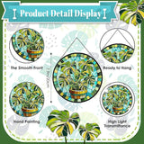 Stained Glass Suncatcher for Window, 7.9" Green Monstera Leaf Sun Catcher Hanging, Colorful Glass Panel Decor for Birthday, Christmas, Housewarming Gifts for Women & Men